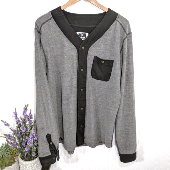 Woolf Originals New York Other - Woolf Originals NY Men's Grey/Black Snap Shirt XL